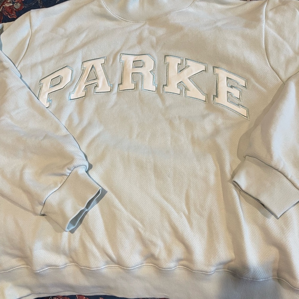 Parke Bridal Varsity Mock-neck in Something Blue and white